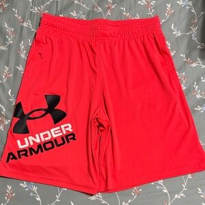 Under Armour Kids Neon orangish red Athletic Shorts